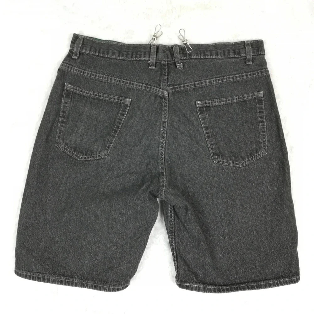 Faded Glory Mens Shorts Denim Black‎ Wash Bermuda Baggy Streetwear 38